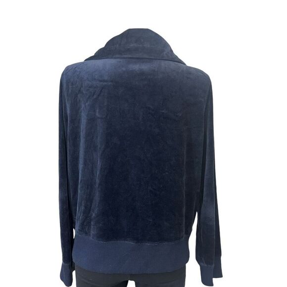 Michael Kors Womens Velvet Blue Full‎ Zip Jacket Mock Neck Size Large Pockets - Picture 5 of 10